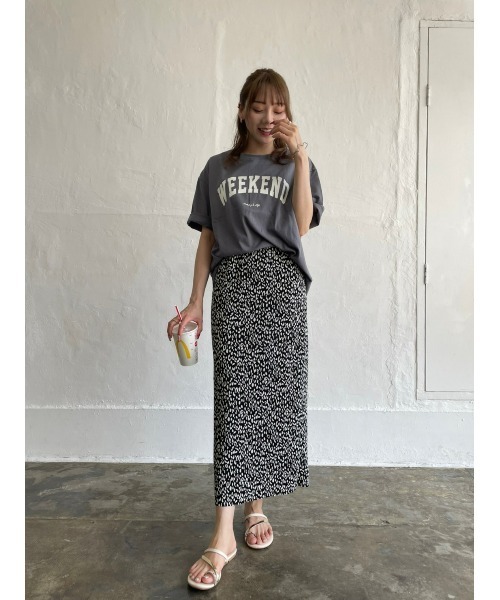 セルフカットできる！レオパード柄 ストレートラインスカート