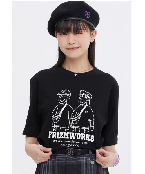 TARGETTO（ターゲット）の「『TARGETTO/ターゲット』X『FRIZMWORKS/フリズムワークス』カップル グラフィック 半袖Tシャツ（Tシャツ/カットソー・レディース・ホワイト/ブラック/ベージュ・M）」の15枚目の写真