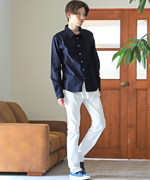 LUXSTYLE(ラグスタイル)の「パナマ織りレギュラーカラーシャツ(シャツ/ブラウス・メンズ・ネイビー/ベージュ/チェック/ホワイト/ストライプ・M/L/XL)」の20枚目の写真