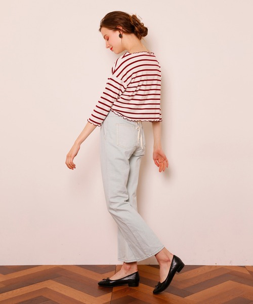 Seemi. byNICECLAUP（ シーミーバイナイスクラップ）の「Seemi.ボーダーメローTee（Tシャツ/カットソー・レディース・ネイビー/ピンク/レッド・FREE）」の6枚目の写真