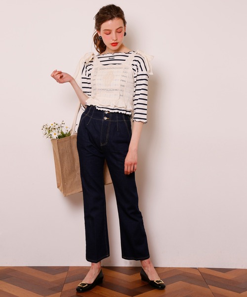 Seemi. byNICECLAUP（ シーミーバイナイスクラップ）の「Seemi.ボーダーメローTee（Tシャツ/カットソー・レディース・ネイビー/ピンク/レッド・FREE）」の14枚目の写真