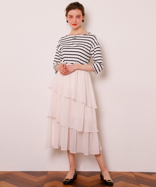 Seemi. byNICECLAUP（ シーミーバイナイスクラップ）の「Seemi.ボーダーメローTee（Tシャツ/カットソー・レディース・ネイビー/ピンク/レッド・FREE）」の18枚目の写真