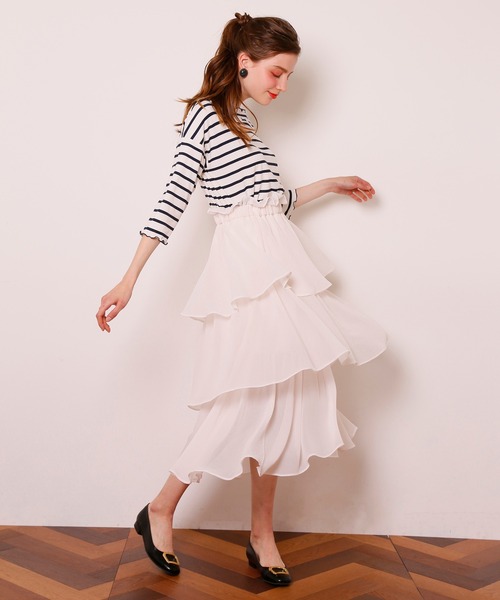 Seemi. byNICECLAUP（ シーミーバイナイスクラップ）の「Seemi.ボーダーメローTee（Tシャツ/カットソー・レディース・ネイビー/ピンク/レッド・FREE）」の19枚目の写真