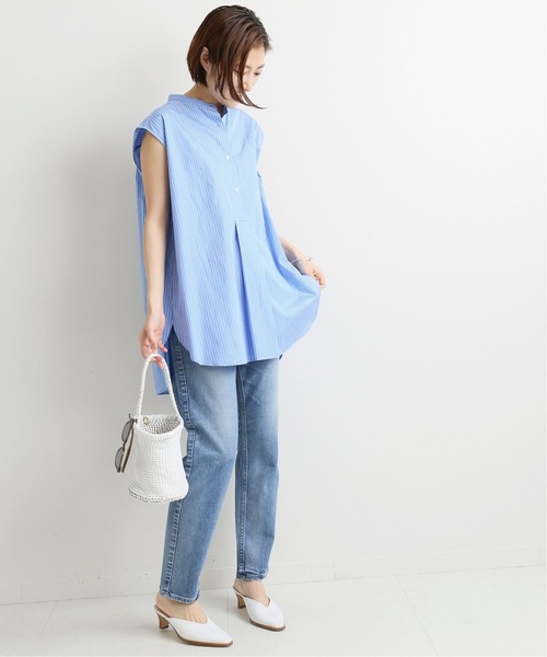 IENA（イエナ）の「ストライプノースリーブシャツ◆（シャツ/ブラウス・レディース・ブルー系その他/サックスブルー/ブルー・FREE）」の10枚目の写真