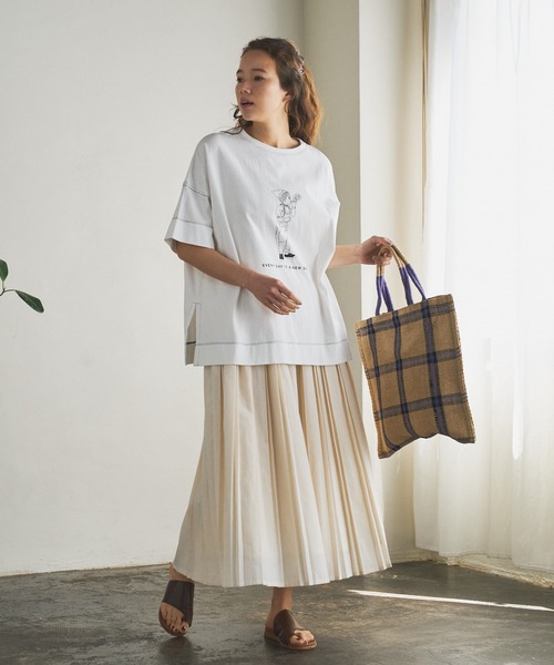 PUAL CE CIN（ピュアルセシン）の「親子プリーツスカート（スカート・レディース・チャコールグレー/アイボリー・FREE）」の5枚目の写真