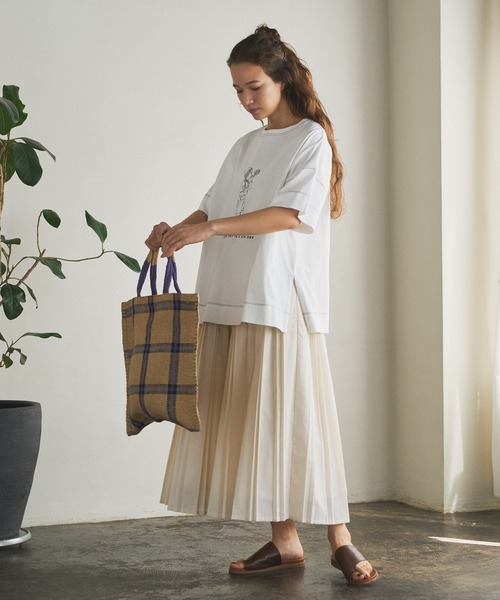 PUAL CE CIN（ピュアルセシン）の「親子プリーツスカート（スカート・レディース・チャコールグレー/アイボリー・FREE）」の7枚目の写真