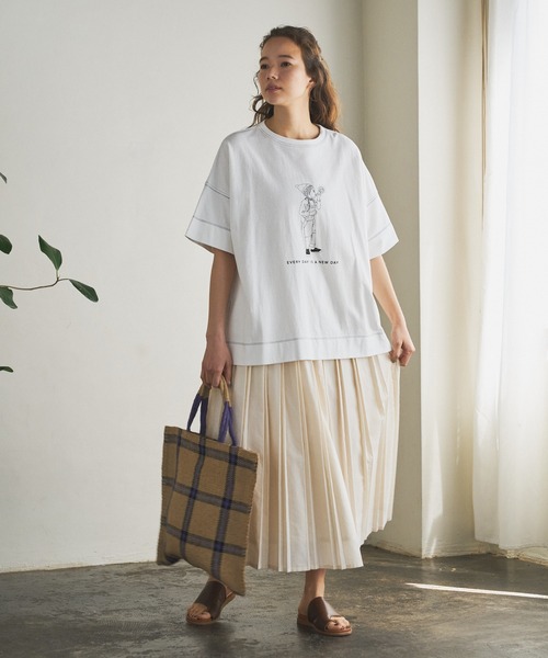 PUAL CE CIN（ピュアルセシン）の「親子プリーツスカート（スカート・レディース・チャコールグレー/アイボリー・FREE）」の4枚目の写真