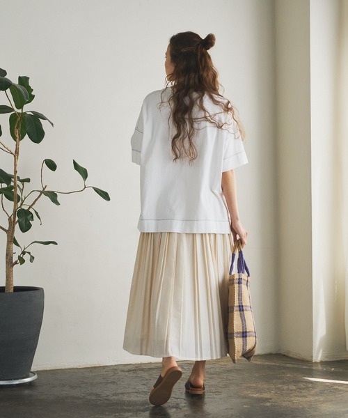 PUAL CE CIN（ピュアルセシン）の「親子プリーツスカート（スカート・レディース・チャコールグレー/アイボリー・FREE）」の9枚目の写真