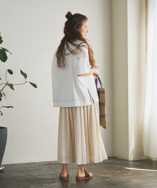PUAL CE CIN（ピュアルセシン）の「親子プリーツスカート（スカート・レディース・チャコールグレー/アイボリー・FREE）」の8枚目の写真