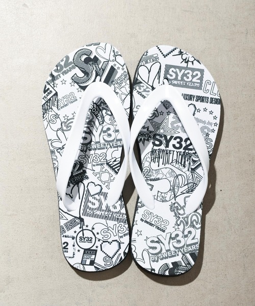 SY32 by SWEET YEARS シャワーサンダルホワイト SY32 by SWEET YEARS「SHOWER SANDALS (BOX LOGO)」WHITE