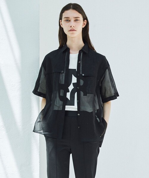 オーガンジーコットン　シャツブラウス