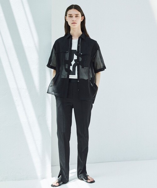 オーガンジーコットン　シャツブラウス