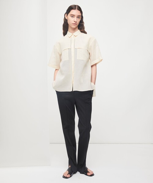 オーガンジーコットン　シャツブラウス