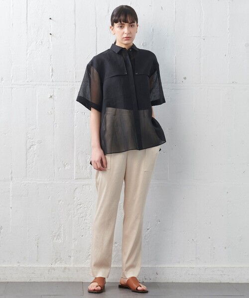 オーガンジーコットン　シャツブラウス