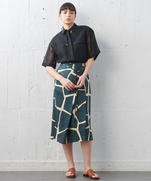 オーガンジーコットン　シャツブラウス