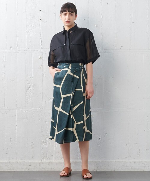 オーガンジーコットン　シャツブラウス