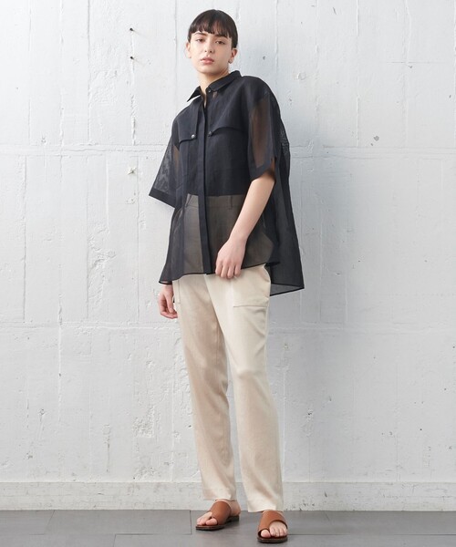 オーガンジーコットン　シャツブラウス