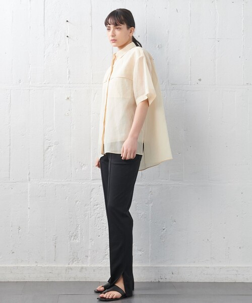 オーガンジーコットン　シャツブラウス