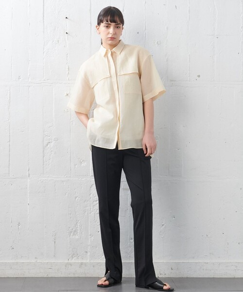 オーガンジーコットン　シャツブラウス