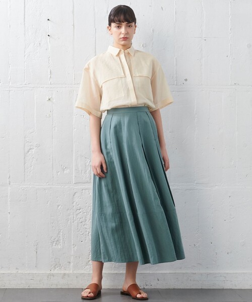 オーガンジーコットン　シャツブラウス