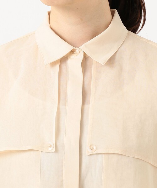 オーガンジーコットン　シャツブラウス