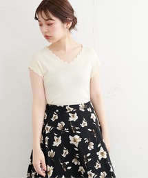 natural couture | かぎ針風ちびスカラップフレンチリブニット(ニット/セーター)