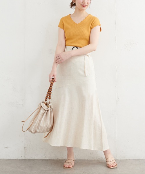 natural couture(ナチュラルクチュール)の「かぎ針風ちびスカラップフレンチリブニット(ニット/セーター・レディース・ブラック/ブラウン/オフホワイト/オレンジ/レンガ・FREE)」の12枚目の写真