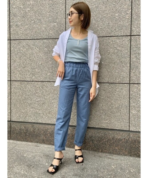 GAP（ギャップ）の「リネンブレンド ペーパーバッグパンツ（その他パンツ・レディース・その他/ブルー・000/0/10/6/00/12/4/8/2）」の6枚目の写真