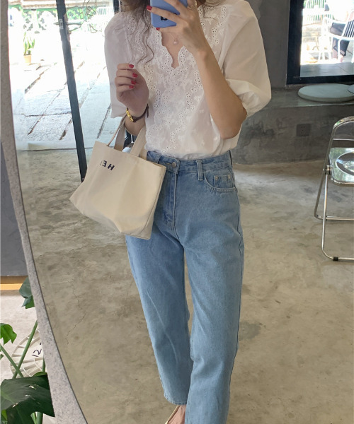 emi+（エミプラス）の「5分袖花柄刺繍レースカシュクールブラウス（シャツ/ブラウス・レディース・ホワイト/ブラック/ベージュ/ネイビー/グレー/ライトグリーン・FREE）」の8枚目の写真