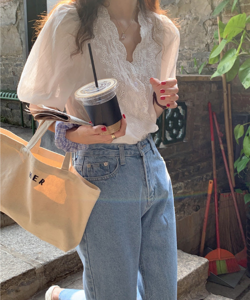 emi+（エミプラス）の「5分袖花柄刺繍レースカシュクールブラウス（シャツ/ブラウス・レディース・ホワイト/ブラック/ベージュ/ネイビー/グレー/ライトグリーン・FREE）」の21枚目の写真
