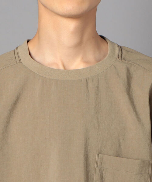 GLOSTER（グロスター）の「EVALET QUICK DRY TEE 布帛Tシャツ (※吸水速乾、ウォッシャブル、シワになりにくいイージーケア素材を使用！)（Tシャツ/カットソー・メンズ・ホワイト/ネイビー/ベージュ・SMALL/LARGE/MEDIUM）」の8枚目の写真