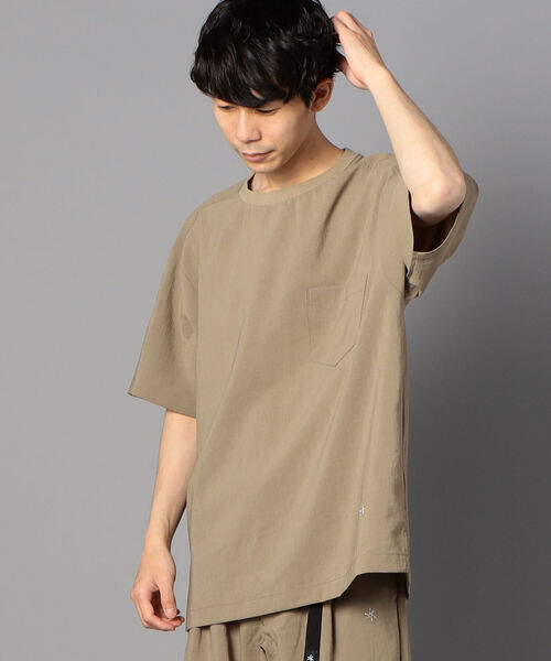 GLOSTER（グロスター）の「EVALET QUICK DRY TEE 布帛Tシャツ (※吸水速乾、ウォッシャブル、シワになりにくいイージーケア素材を使用！)（Tシャツ/カットソー・メンズ・ホワイト/ネイビー/ベージュ・SMALL/LARGE/MEDIUM）」の7枚目の写真