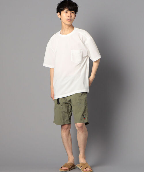GLOSTER（グロスター）の「EVALET QUICK DRY TEE 布帛Tシャツ (※吸水速乾、ウォッシャブル、シワになりにくいイージーケア素材を使用！)（Tシャツ/カットソー・メンズ・ホワイト/ネイビー/ベージュ・SMALL/LARGE/MEDIUM）」の9枚目の写真