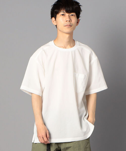 GLOSTER（グロスター）の「EVALET QUICK DRY TEE 布帛Tシャツ (※吸水速乾、ウォッシャブル、シワになりにくいイージーケア素材を使用！)（Tシャツ/カットソー・メンズ・ホワイト/ネイビー/ベージュ・SMALL/LARGE/MEDIUM）」の18枚目の写真