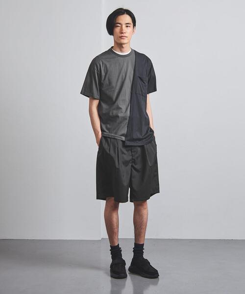 EN ROUTE（アンルート）の「＜EN ROUTE（アンルート）＞ ポリエステル タフタ 3プリーツ バックゴム ワイド ショーツ（その他パンツ・メンズ・ブラック/グレー・2/3/1）」の4枚目の写真