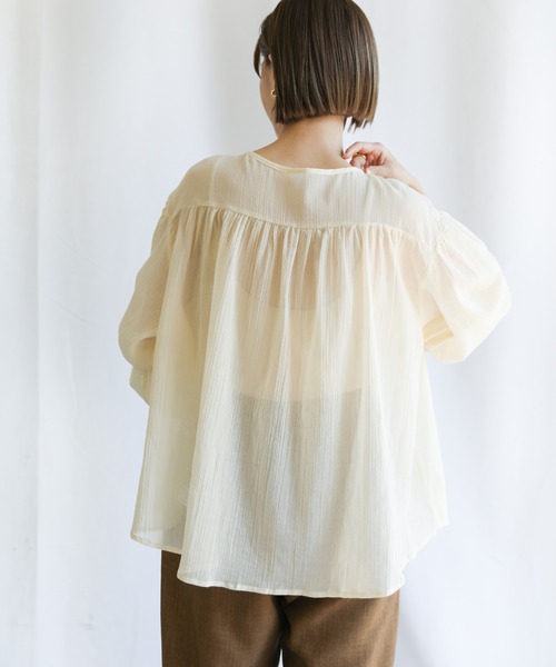 select MOCA（セレクトモカ）の「2021 SS フロントギャザーシフォンブラウス（シャツ/ブラウス・レディース・アイボリー/ミント/ライトカーキ・FREE）」の17枚目の写真