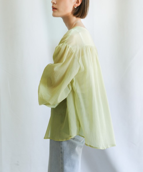 select MOCA（セレクトモカ）の「2021 SS フロントギャザーシフォンブラウス（シャツ/ブラウス・レディース・アイボリー/ミント/ライトカーキ・FREE）」の12枚目の写真