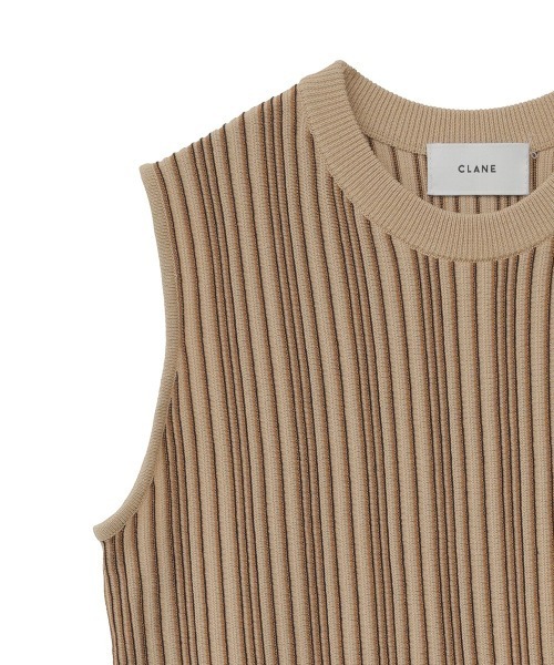 クラネ RANDOM STRIPE KNIT TANK TOP ベージュ CLANE（クラネ）の「RANDOM STRIPE KNIT TANK TOPS（タンクトップ