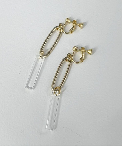 apres jour mignon(アプレジュールミニョン)の「【apresjour mignon×ARIAZ】スクエアクリアイヤリング(イヤリング・レディース・シルバー/ゴールド・ONESIZE)」の2枚目の写真