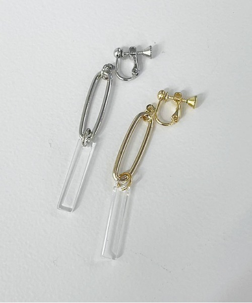 apres jour mignon(アプレジュールミニョン)の「【apresjour mignon×ARIAZ】スクエアクリアイヤリング(イヤリング・レディース・シルバー/ゴールド・ONESIZE)」の4枚目の写真