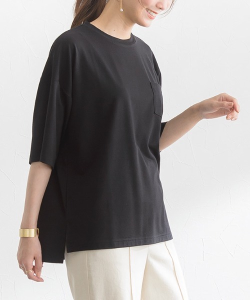 Pierrot(ピエロ)の「オーバーサイズTシャツ(Tシャツ/カットソー・レディース・ブラック/モカ/オフホワイト・M/L)」の3枚目の写真