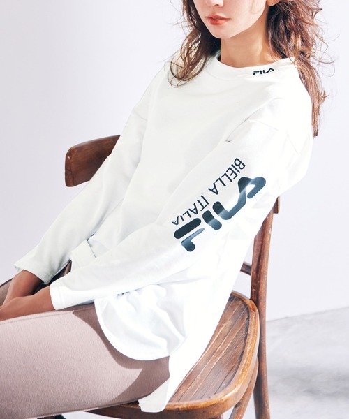 FILA（フィラ）の「＜ＦＩＬＡ＞裏起毛プチハイネックプルオーバー（Tシャツ/カットソー・レディース・ホワイト/ブラック/グリーン系その他・LL/M/L/3L）」の2枚目の写真