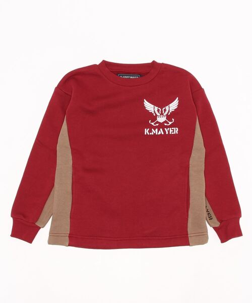 KRIFF MAYER(クリフメイヤー)の「ストレッチ切替クルー(スウェット・キッズ・ネイビー/ブラウン/ワインレッド/グレー・150/170/130/140/120/160)」の4枚目の写真