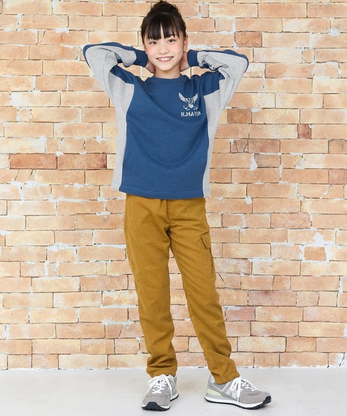 KRIFF MAYER(クリフメイヤー)の「ストレッチ切替クルー(スウェット・キッズ・ネイビー/ブラウン/ワインレッド/グレー・150/170/130/140/120/160)」の3枚目の写真