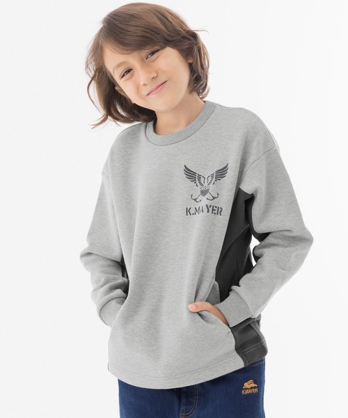 KRIFF MAYER(クリフメイヤー)の「ストレッチ切替クルー(スウェット・キッズ・ネイビー/ブラウン/ワインレッド/グレー・150/170/130/140/120/160)」の2枚目の写真