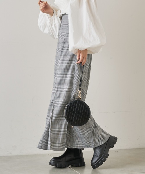 Chico(チコ)の「グレンチェックマーメイドタイトスカート(スカート・レディース・グレー系その他/グレー/ベージュ・FREE)」の2枚目の写真