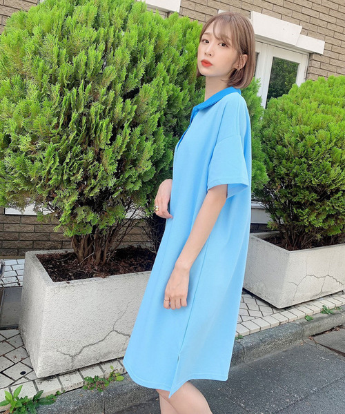 Voyage titty&Co.PETIT(ボヤージュティティアンドコープチ)の「【Voyage titty&Co.】ビックシルエットポロワンピース(ワンピース・レディース・ブラック/ブルー・FREE)」の5枚目の写真