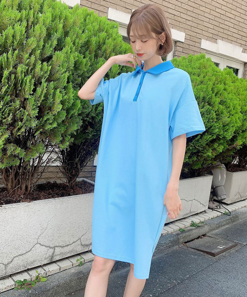 Voyage titty&Co.PETIT(ボヤージュティティアンドコープチ)の「【Voyage titty&Co.】ビックシルエットポロワンピース(ワンピース・レディース・ブラック/ブルー・FREE)」の6枚目の写真