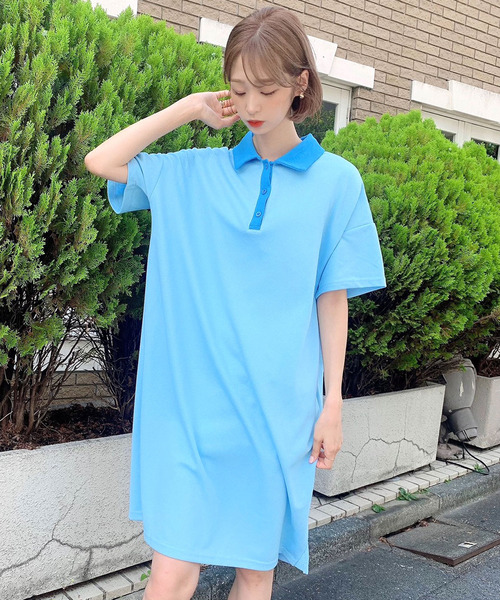 Voyage titty&Co.PETIT(ボヤージュティティアンドコープチ)の「【Voyage titty&Co.】ビックシルエットポロワンピース(ワンピース・レディース・ブラック/ブルー・FREE)」の7枚目の写真