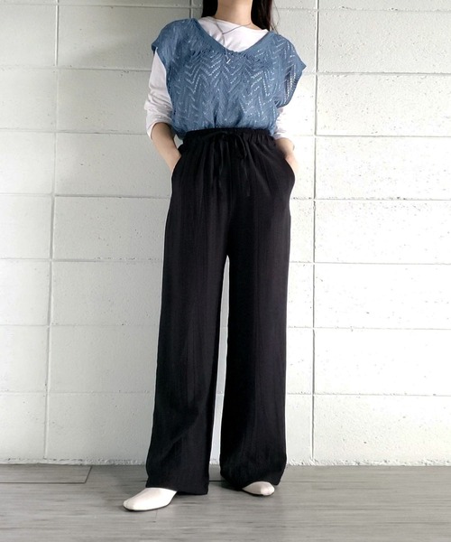 me+em select(ミームセレクト)の「楊柳イージーワイドパンツ【数量限定販売】(その他パンツ・レディース・ベージュ/グリーン/ブラック・FREE)」の17枚目の写真